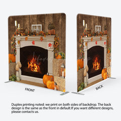 Lofaris Warm Fireplace Pumpkin Autumn Pillow Case Backdrop