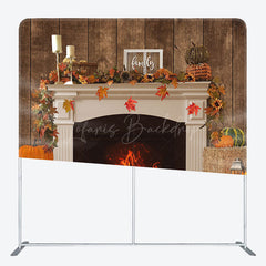 Lofaris Warm Fireplace Pumpkin Autumn Pillow Case Backdrop