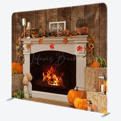 Lofaris Warm Fireplace Pumpkin Autumn Pillow Case Backdrop