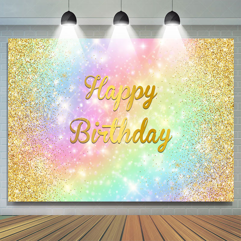 Lofaris Warm Golden Rainbow Gradient Happy Birthday backdrop