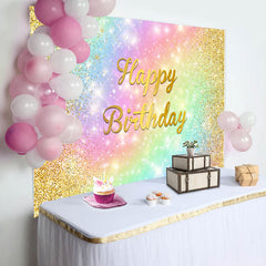 Lofaris Warm Golden Rainbow Gradient Happy Birthday backdrop