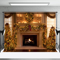 Lofaris Warm House Fireplace Christmas Backdrop For Photo