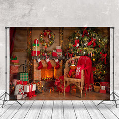 Lofaris Warm Indoor Room Fireplace Festive Christmas Backdrop