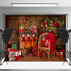 Lofaris Warm Indoor Room Fireplace Festive Christmas Backdrop