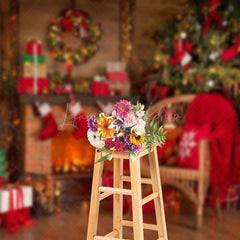 Lofaris Warm Indoor Room Fireplace Festive Christmas Backdrop