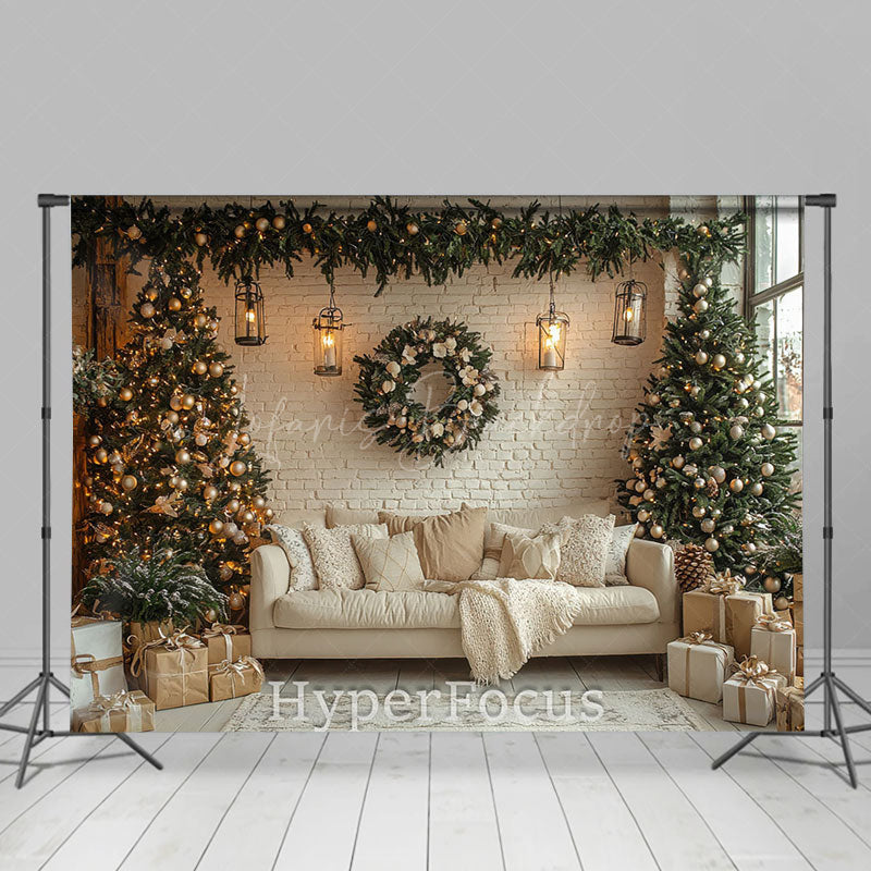 Lofaris Warm Indoor Room Sofa Wreath Christmas Vibe Backdrop