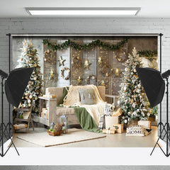 Lofaris Warm Indoor Room Sofa Xmas Trees Christmas Backdrop