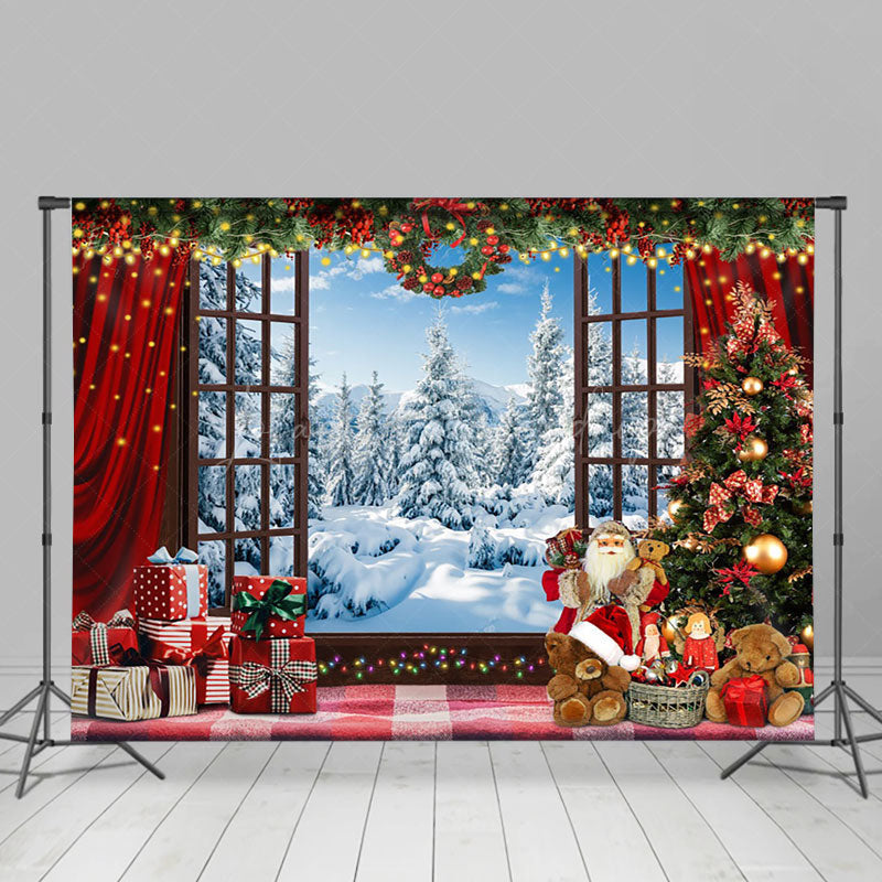 Lofaris Warm Interior Window Garland Christmas Party Backdrop