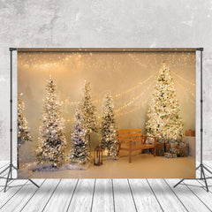 Lofaris Warm Light Strings Pine Trees Christmas Backdrop