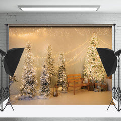 Lofaris Warm Light Strings Pine Trees Christmas Backdrop