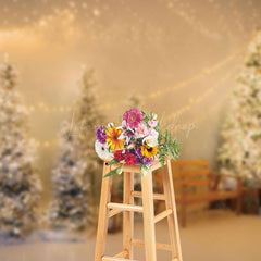 Lofaris Warm Light Twinkling Xmas Trees Christmas Backdrop