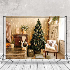 Lofaris Warm Living Room Cabinet Tree Owl Christmas Backdrop