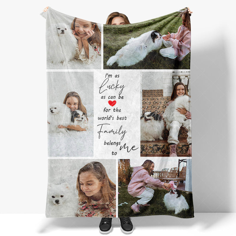 Lofaris Warm Pet With Family Personalized Photo Blanket