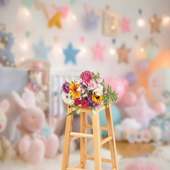 Lofaris Warm Room Colorful Stars Toy Cake Smash Backdrop