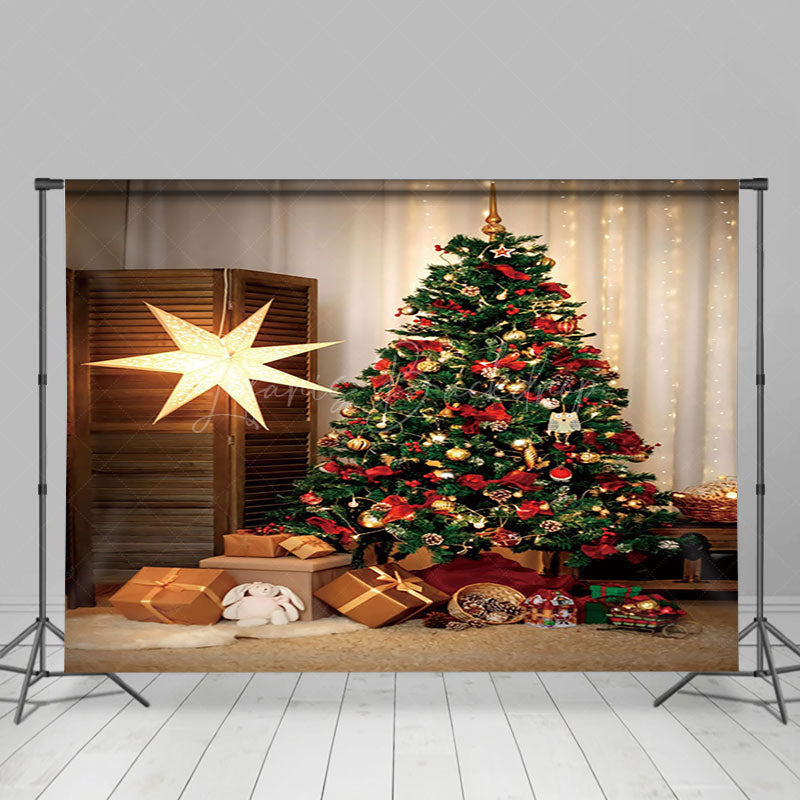 Lofaris Warm Room Star Twinkle Xmas Tree Christmas Backdrop