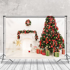 Lofaris Warm White Interior Christmas Tree Photo Backdrop