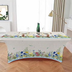 Lofaris Watercolor Blossom Dragonfly Stretch Table Cover