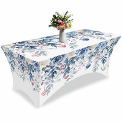 Lofaris Watercolor Blossom Flower Leaves Stretch Table Cover