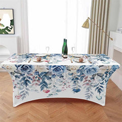 Lofaris Watercolor Blossom Flower Leaves Stretch Table Cover