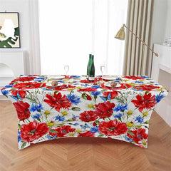 Lofaris Watercolor Blossom Flower Poppy Stretch Table Cover