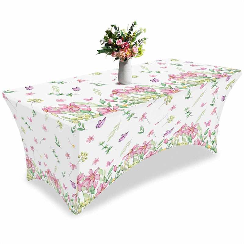 Lofaris Watercolor Blossom Pink Flower Stretch Table Cover