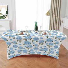 Lofaris Watercolor Blue Hydrangea Flower Stretch Table Cover