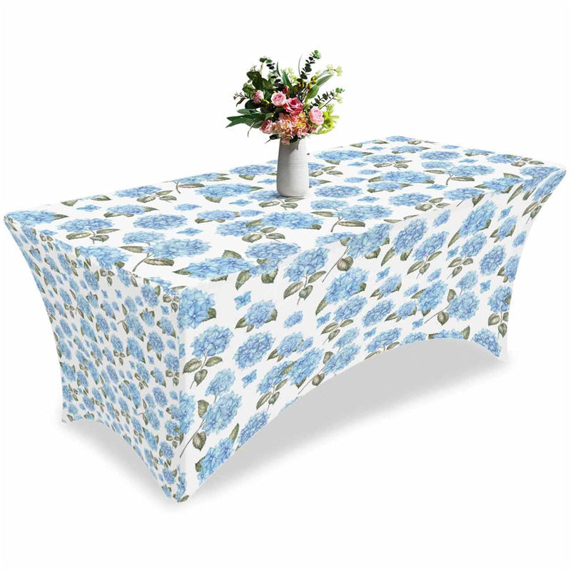 Lofaris Watercolor Blue Hydrangea Flower Stretch Table Cover