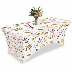 Lofaris Watercolor Fall Maple Leaf Berry Fitted Stretch Table Cover