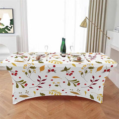 Lofaris Watercolor Fall Maple Leaf Berry Fitted Stretch Table Cover