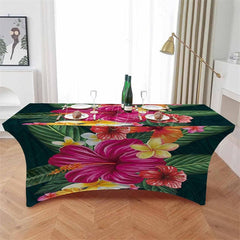 Lofaris Watercolor Flowers Tropical Hawaii Stretch Table Cover