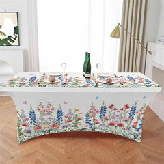 Lofaris Watercolor Garden Flower Leaves Stretch Table Cover