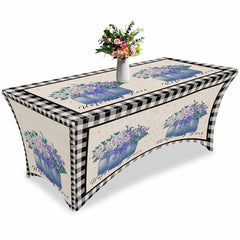 Lofaris Watercolor Hydrangea Flower Vase Stretch Table Cover