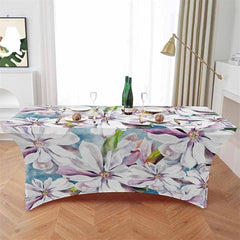 Lofaris Watercolor Magnolia Blossom Floral Stretch Table Cover