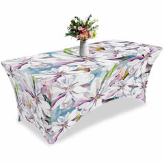 Lofaris Watercolor Magnolia Blossom Floral Stretch Table Cover