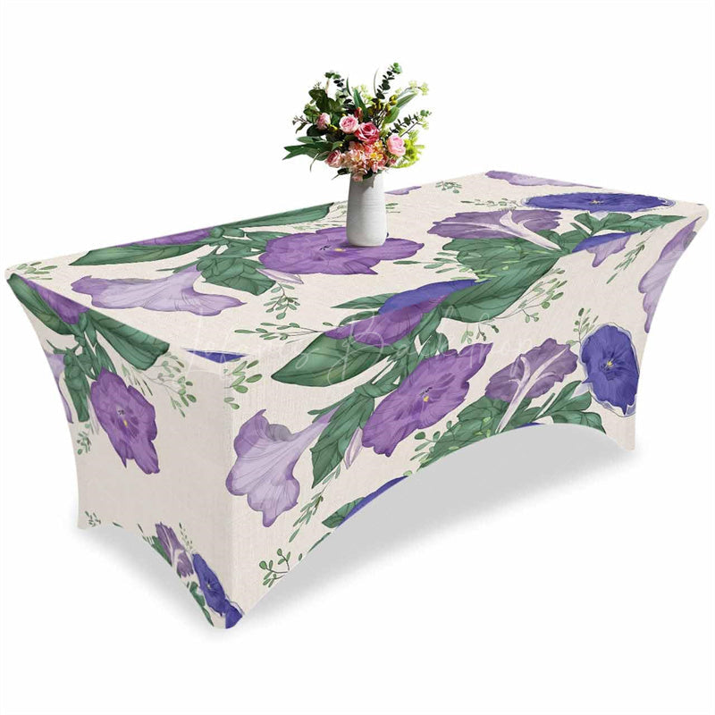 Lofaris Watercolor Morning Glory Floral Stretch Table Cover