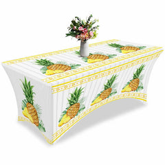 Lofaris Watercolor Pineapple Fruit Grey Stripe Stretch Table Cover