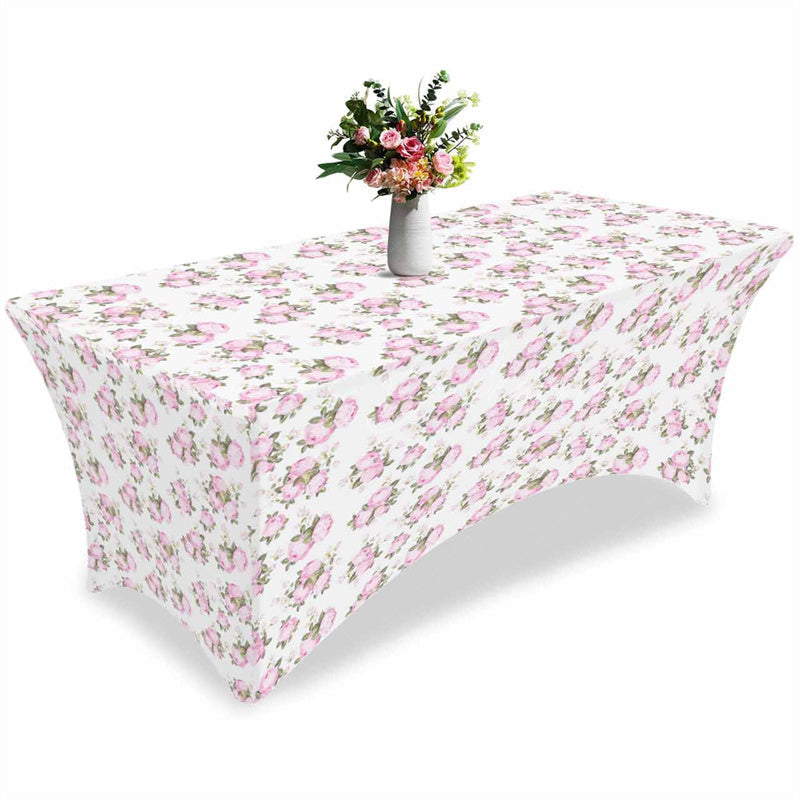 Lofaris Watercolor Pink Lossom Flowers Stretch Table Cover