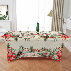 Lofaris Watercolor Poinsettia Sweet Simple Stretch Table Cover