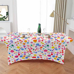 Lofaris Watercolor Polka Dot On White Fitted Stretch Table Cover