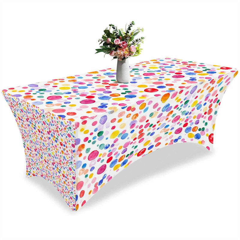 Lofaris Watercolor Polka Dot On White Fitted Stretch Table Cover