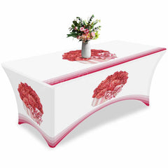 Lofaris Watercolor Red Rose Flower Bowknot Stretch Table Cover