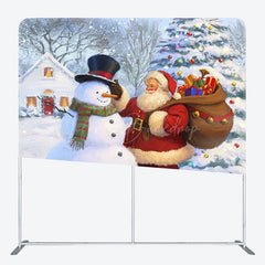 Lofaris Watercolor Snowman Santa Xmas Pillow Case Backdrop