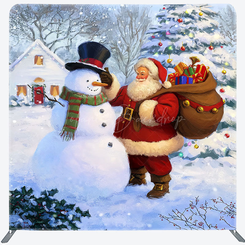 Lofaris Watercolor Snowman Santa Xmas Pillow Case Backdrop