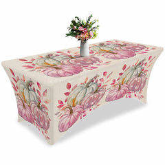 Lofaris Watercolor Thanksgiving Pumpkin Pink Stretch Table Cover