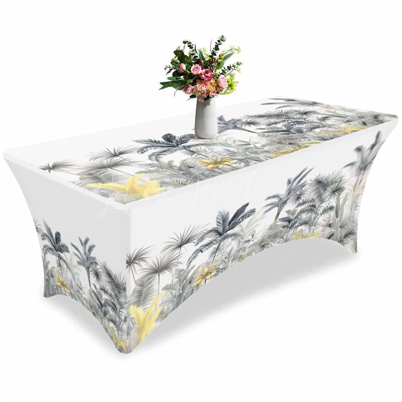 Lofaris Watercolor Tropic Palm Coconut Tree Stretch Table Cover