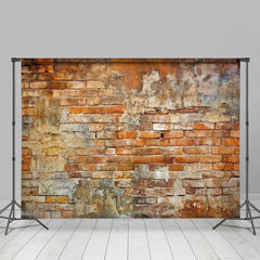 Lofaris Weathered Brown Brick Wall Uneven Surface Backdrop