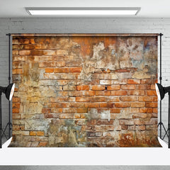 Lofaris Weathered Brown Brick Wall Uneven Surface Backdrop