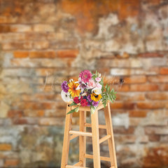 Lofaris Weathered Brown Brick Wall Uneven Surface Backdrop