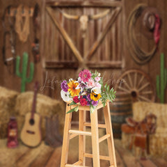 Lofaris Western Cowboy Barn Haystack Guitar Wood Backdrop