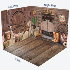 Lofaris Western Cowboy Saloon Wooden House Room Set Backdrop